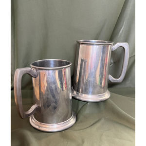 Pewter Mastercraft (?) Mug Tankard Pair